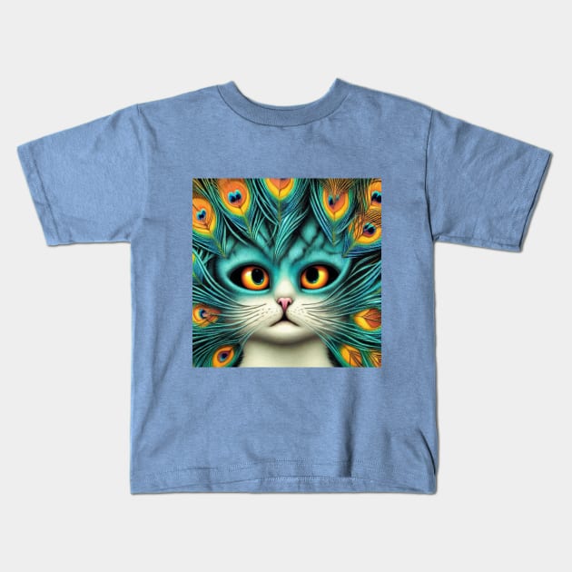 OG CAT - Peacock Cat Kids T-Shirt by OG Ballers